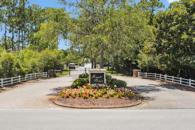 134 Mussett Bayou Ct, Santa Rosa Beach, FL 32459 - view of property's community featuring driveway, view of wooded area, and a gate