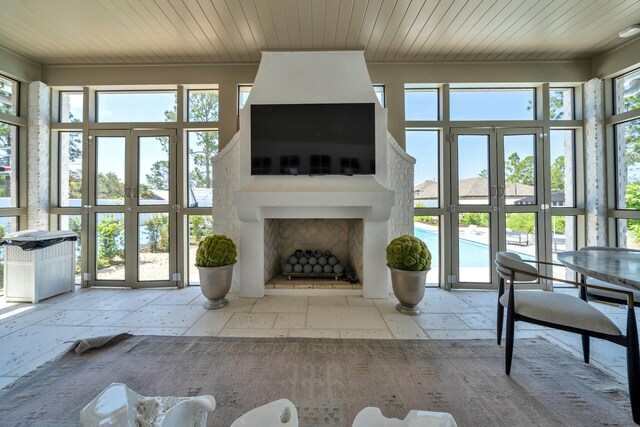 34 E Surfside Dr, Santa Rosa Beach, FL 32459 - unfurnished living room featuring wood ceiling