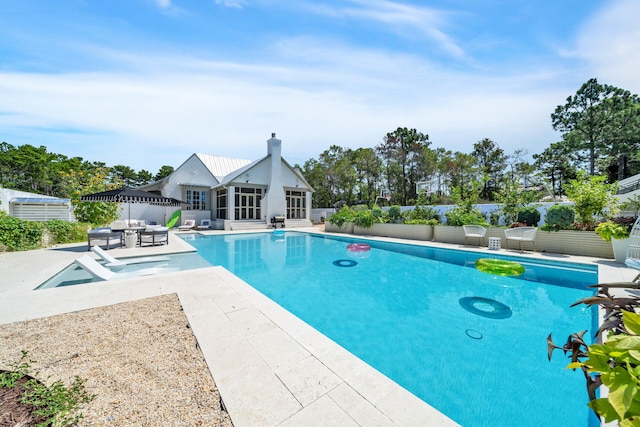 34 E Surfside Dr, Santa Rosa Beach, FL 32459 - view of swimming pool with a patio and a sunroom