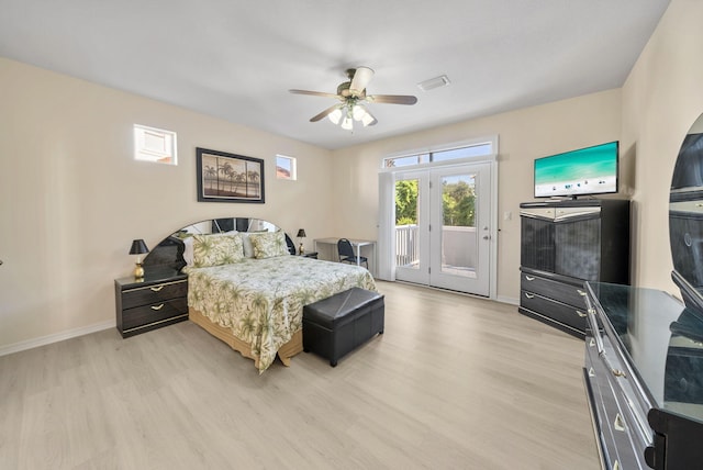 94 Terra Cotta Way, Destin, FL 32541 - bedroom featuring light wood-style flooring, access to outside, ceiling fan, and french doors