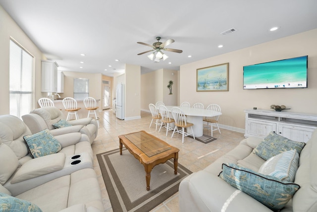 94 Terra Cotta Way, Destin, FL 32541 - living area featuring ceiling fan, recessed lighting, and light tile patterned flooring