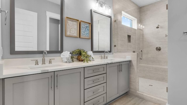 28 W Queen Palm Dr, Inlet Beach, FL 32461 - bathroom with double vanity and a stall shower