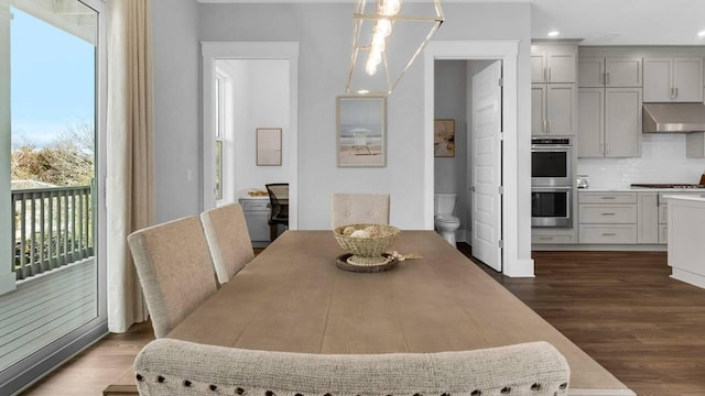 28 W Queen Palm Dr, Inlet Beach, FL 32461 - dining space with healthy amount of natural light, dark wood-type flooring, and recessed lighting