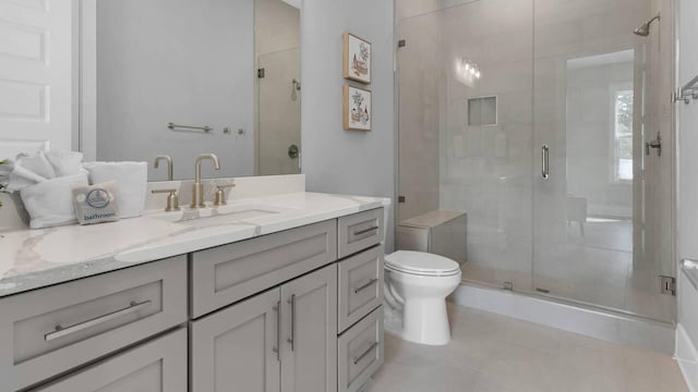 28 W Queen Palm Dr, Inlet Beach, FL 32461 - full bathroom with tile patterned flooring, vanity, and a stall shower