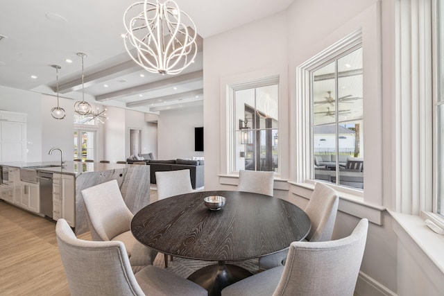 31 Driftwood Ct, Santa Rosa Beach, FL 32459 - dining area featuring a chandelier, light wood finished floors, and recessed lighting