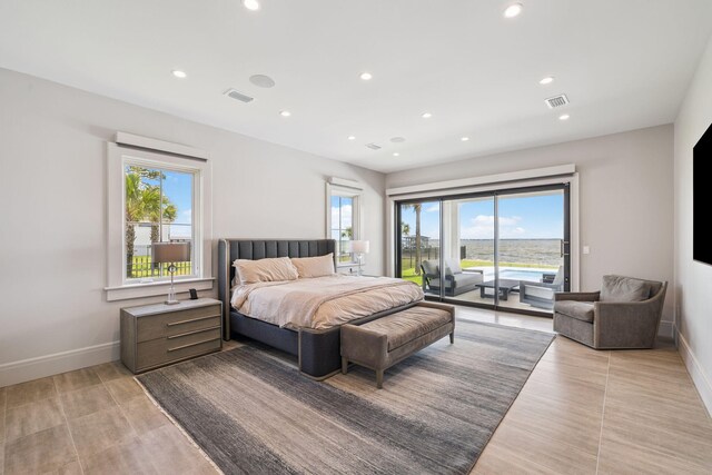 31 Driftwood Ct, Santa Rosa Beach, FL 32459 - bedroom with access to exterior, recessed lighting, and light wood-type flooring