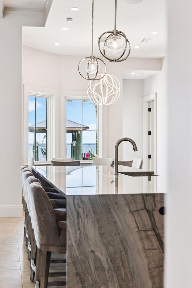 31 Driftwood Ct, Santa Rosa Beach, FL 32459 - kitchen featuring a chandelier, recessed lighting, and pendant lighting