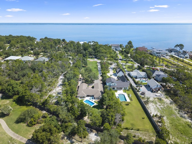 497 Walton Way, Miramar Beach, FL 32550 - aerial perspective of suburban area featuring a pool and a large body of water