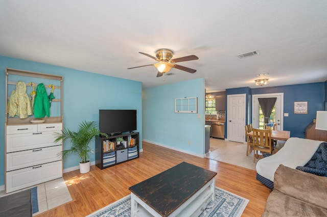 5358 Cox Ln, Crestview, FL 32539 - living area featuring ceiling fan and light wood finished floors