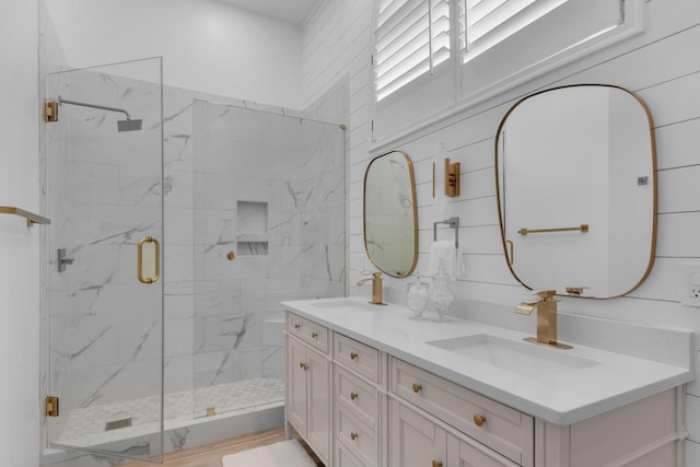 961 Northshore Dr, Miramar Beach, FL 32550 - full bathroom with double vanity and a marble finish shower