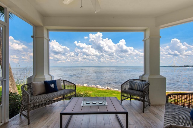 961 Northshore Dr, Miramar Beach, FL 32550 - deck featuring a water view and ceiling fan