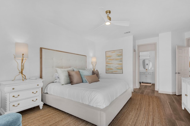 961 Northshore Dr, Miramar Beach, FL 32550 - bedroom featuring wood finished floors, ceiling fan, and connected bathroom