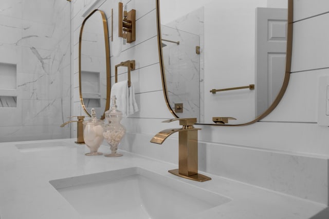961 Northshore Dr, Miramar Beach, FL 32550 - bathroom view of a marble finish shower and double vanity
