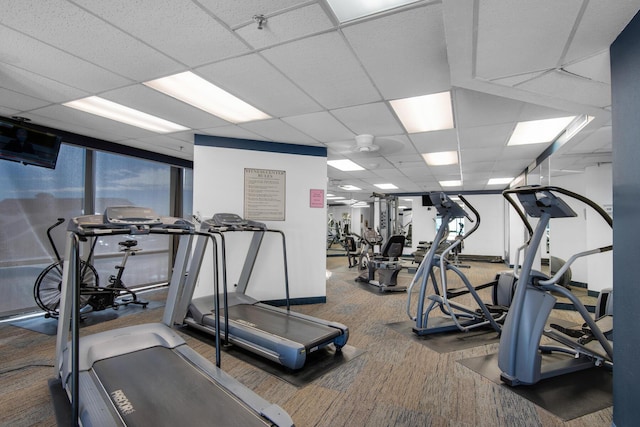 1096 Scenic Gulf Dr Unit 311, Miramar Beach, FL 32550 - workout area featuring a drop ceiling and carpet floors