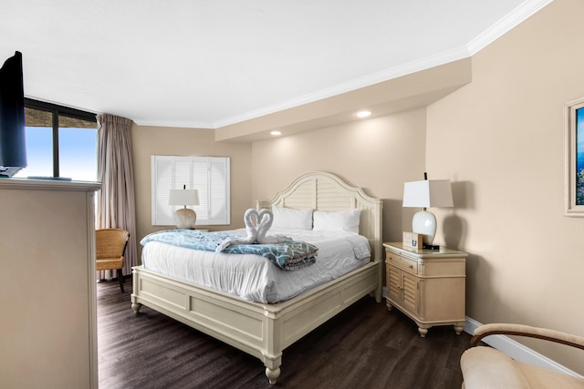 1096 Scenic Gulf Dr Unit 311, Miramar Beach, FL 32550 - bedroom featuring dark wood-type flooring, crown molding, and recessed lighting