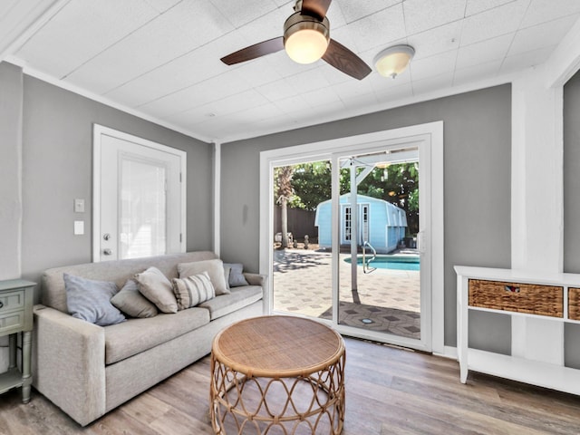92 Tarpon St, Destin, FL 32541 - living room with wood finished floors and ceiling fan