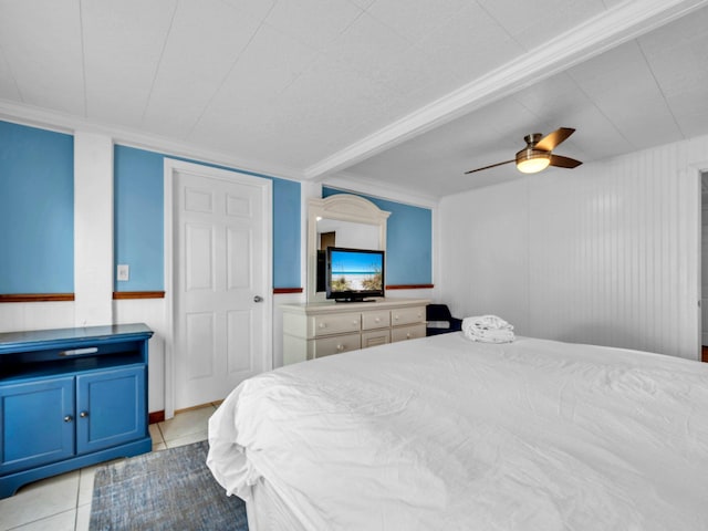 92 Tarpon St, Destin, FL 32541 - bedroom featuring light tile patterned flooring, a ceiling fan, and crown molding
