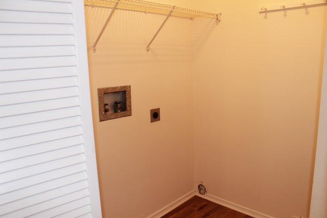 1802 Shay-Lin Ct, Niceville, FL 32578 - washroom with hookup for an electric dryer, hookup for a washing machine, and dark wood-type flooring