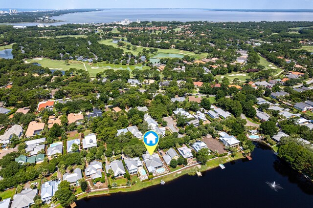 2077 Olde Towne Ave, Miramar Beach, FL 32550 - aerial overview of property's location with a nearby body of water, nearby suburban area, and a local golf course