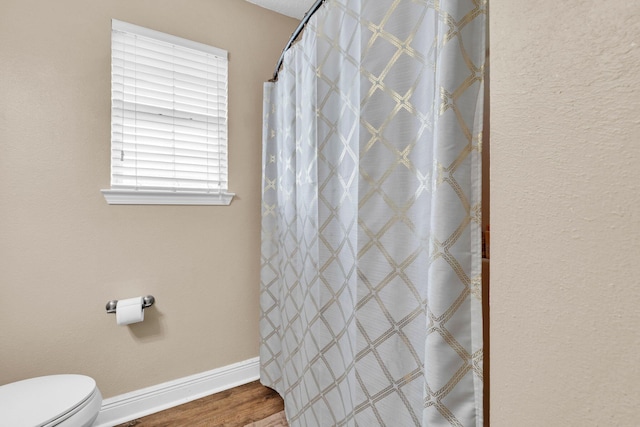 653 Territory Ln, Crestview, FL 32536 - bathroom with wood finished floors and a shower with curtain
