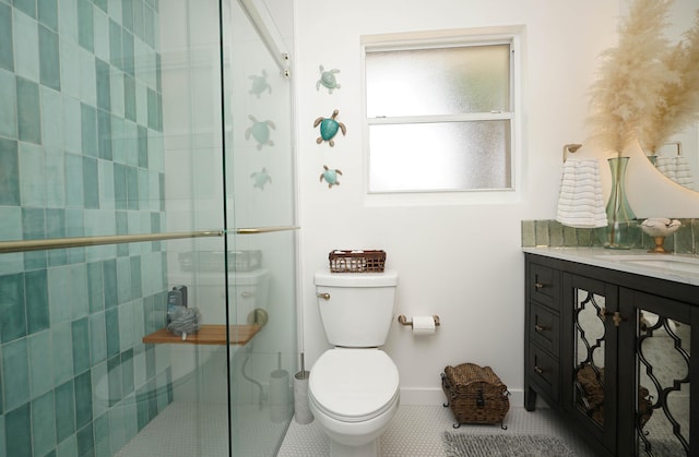 52 NE Iowa Dr, Fort Walton Beach, FL 32548 - bathroom featuring vanity, a shower stall, and tile patterned floors