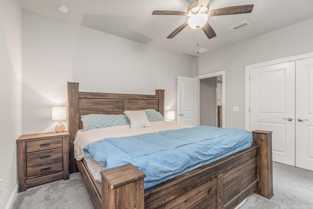 1922 Frontera St, Navarre, FL 32566 - bedroom with light colored carpet, a ceiling fan, and a closet