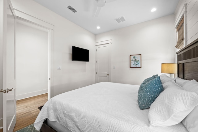 213 Spotted Dolphin Rd, Santa Rosa Beach, FL 32459 - bedroom with wood finished floors, recessed lighting, and ceiling fan