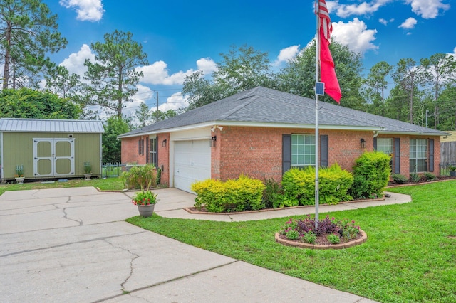 337 Peggy Dr, Crestview, FL 32536 - view of side of home featuring brick siding, a lawn, an attached garage, and driveway