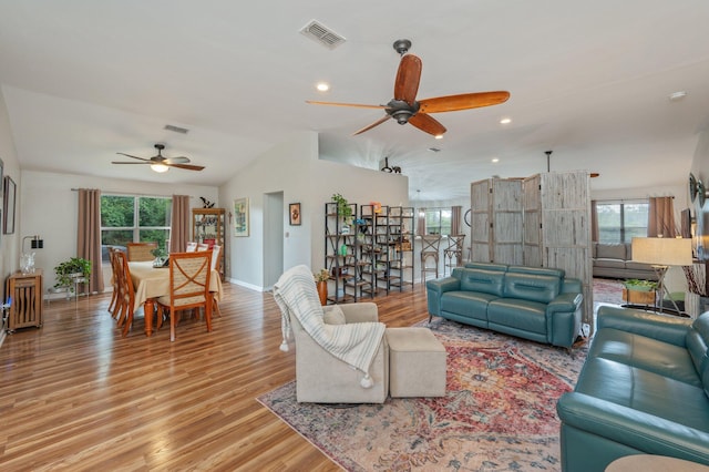 337 Peggy Dr, Crestview, FL 32536 - living room featuring a ceiling fan, plenty of natural light, light wood finished floors, and recessed lighting