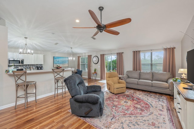 337 Peggy Dr, Crestview, FL 32536 - living area with light wood-type flooring, a chandelier, a ceiling fan, and recessed lighting