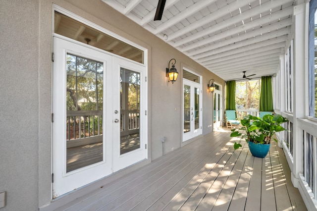 69 Lake Pointe Dr, Santa Rosa Beach, FL 32459 - deck featuring french doors and a ceiling fan
