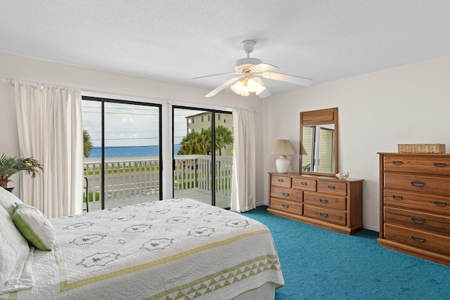 3705 E Old Highway 98 # 6, Destin, FL 32541 - bedroom with access to outside, carpet floors, ceiling fan, and a water view
