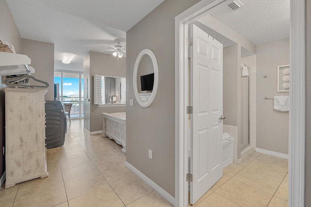 1517 SW Miracle Strip Pkwy Unit 309, Fort Walton Beach, FL 32548 - full bath featuring tile patterned floors, ceiling fan, a shower stall, and vanity
