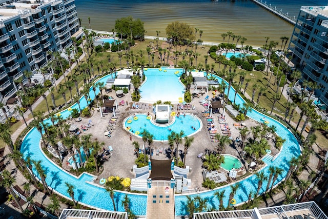 1517 SW Miracle Strip Pkwy Unit 309, Fort Walton Beach, FL 32548 - drone / aerial view of a pool and a large body of water