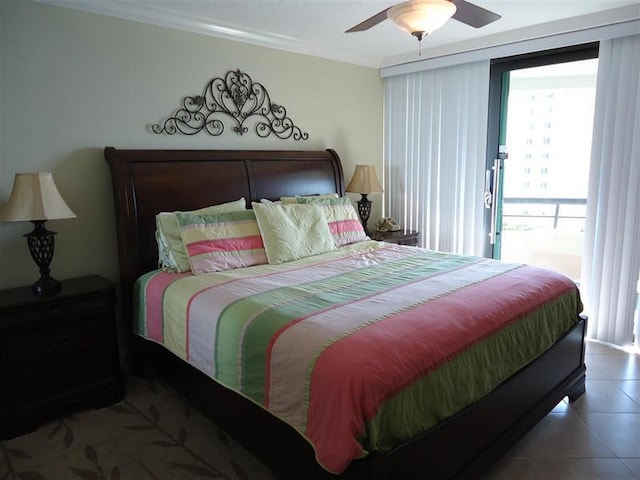 291 Scenic Gulf Dr Unit 1401, Miramar Beach, FL 32550 - tiled bedroom featuring crown molding and ceiling fan