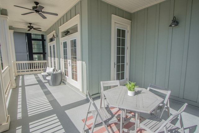 192 E Blue Crab Loop, Inlet Beach, FL 32461 - deck featuring a ceiling fan, french doors, and outdoor dining area