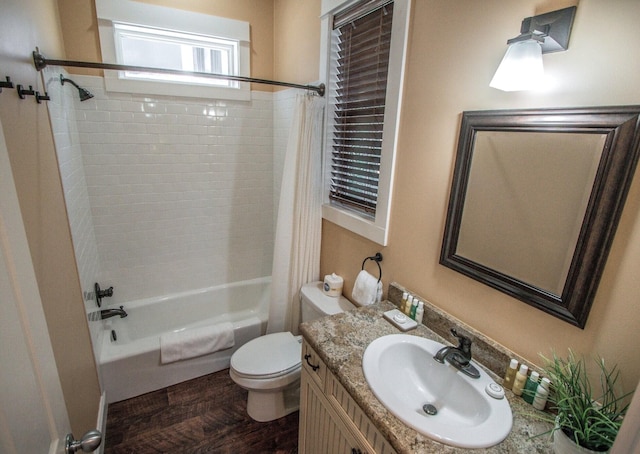 192 E Blue Crab Loop, Inlet Beach, FL 32461 - bathroom featuring shower / tub combo with curtain, wood finished floors, and vanity