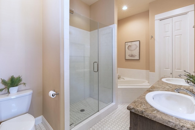 192 E Blue Crab Loop, Inlet Beach, FL 32461 - full bathroom with a garden tub, a shower stall, double vanity, and a closet