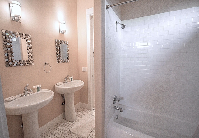 192 E Blue Crab Loop, Inlet Beach, FL 32461 - bathroom with shower / bath combination and tile patterned floors