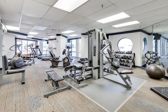 1096 Scenic Gulf Dr Unit 1512, Miramar Beach, FL 32550 - exercise room with a drop ceiling and carpet