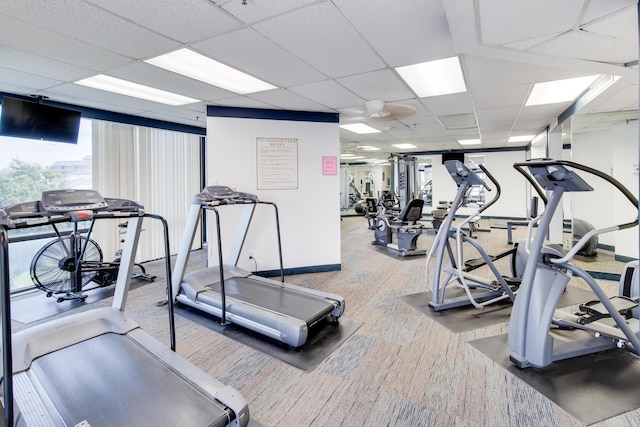 1096 Scenic Gulf Dr Unit 1512, Miramar Beach, FL 32550 - workout area featuring a paneled ceiling and baseboards
