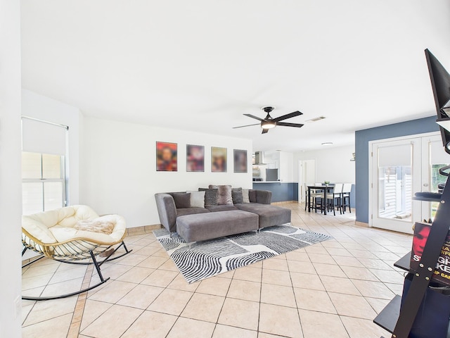 422 John King Rd, Crestview, FL 32539 - living area with light tile patterned floors and a ceiling fan
