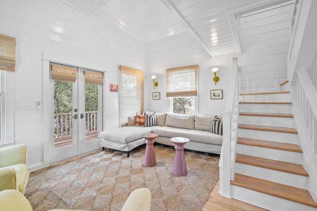 54 Roberts Way, Santa Rosa Beach, FL 32459 - living room with stairway and french doors