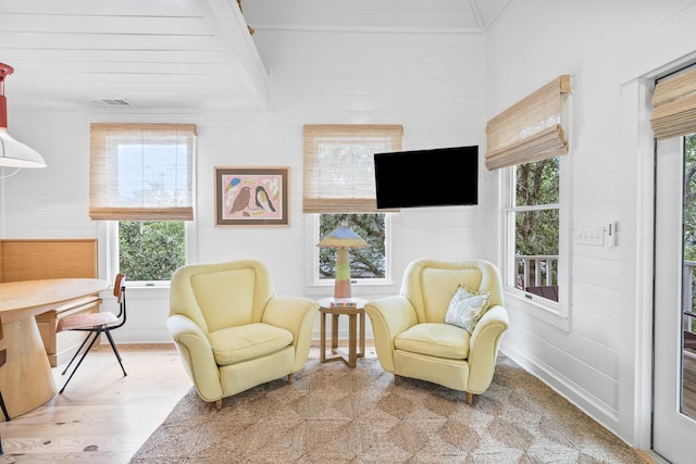 54 Roberts Way, Santa Rosa Beach, FL 32459 - living area with wood finished floors and beam ceiling