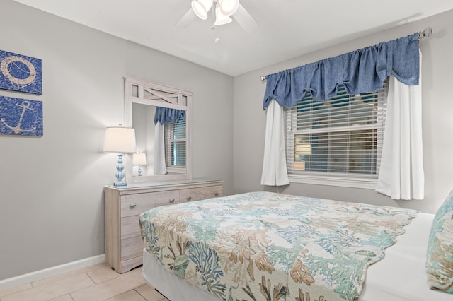 134 Damon Cir Unit Q, Panama City Beach, FL 32407 - bedroom featuring light tile patterned floors and ceiling fan