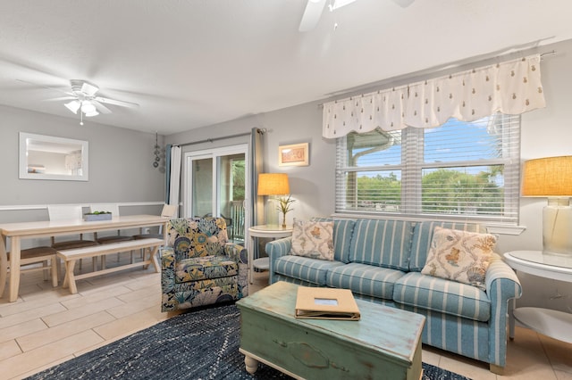 134 Damon Cir Unit Q, Panama City Beach, FL 32407 - living room featuring ceiling fan and healthy amount of natural light