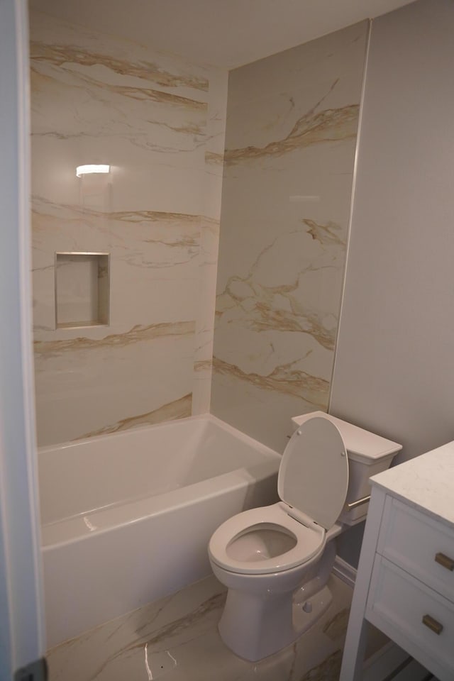 1198 Saddle Creek Dr, Fort Walton Beach, FL 32547 - bathroom featuring marble look tile flooring, vanity, and a tub to relax in