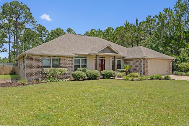 7478 Brevard St, Navarre, FL 32566 - view of front facade with brick siding, concrete driveway, a garage, and roof with shingles