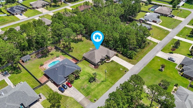 7478 Brevard St, Navarre, FL 32566 - aerial perspective of suburban area with a pool