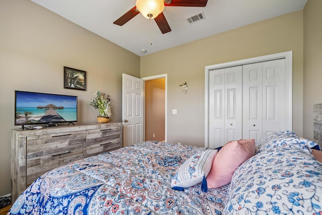 4820 Griffith Rd, Holt, FL 32564 - bedroom featuring a closet and ceiling fan